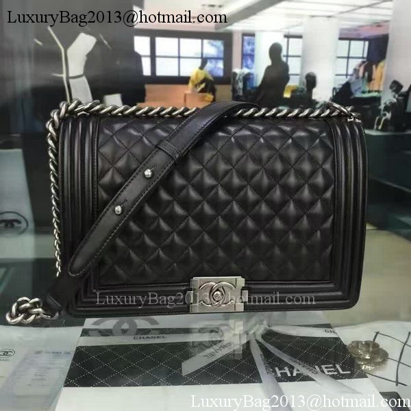 Boy Chanel Flap Bag Black Original Sheepskin Leather A67088 Silver Boy Chanel Flap Bag Black Original Sheepskin Leather A67088 Silver