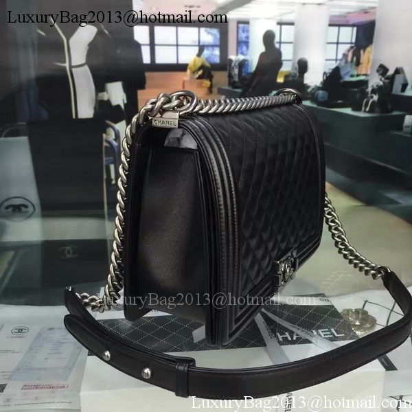 Boy Chanel Flap Bag Black Original Sheepskin Leather A67088 Silver Boy Chanel Flap Bag Black Original Sheepskin Leather A67088 Silver