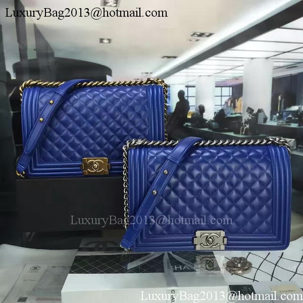 Boy Chanel Flap Bag Blue Original Sheepskin Leather A67088 Gold Boy Chanel Flap Bag Blue Original Sheepskin Leather A67088 Gold
