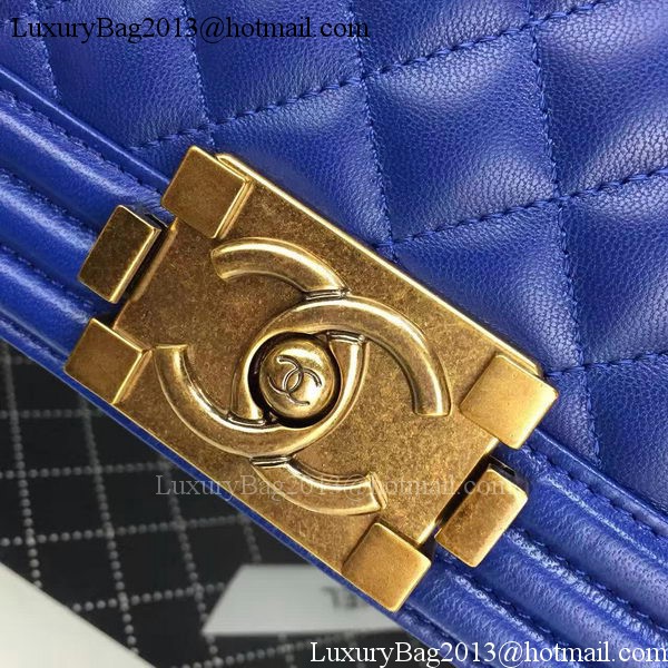 Boy Chanel Flap Bag Blue Original Sheepskin Leather A67088 Gold Boy Chanel Flap Bag Blue Original Sheepskin Leather A67088 Gold
