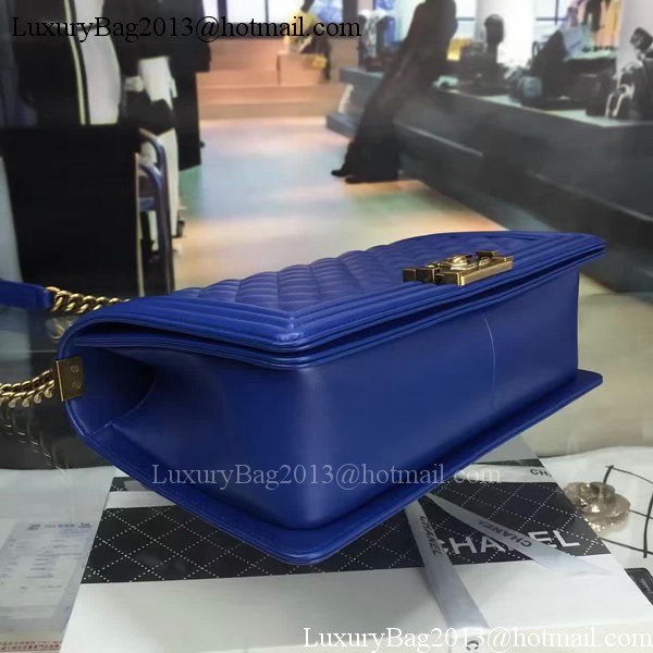 Boy Chanel Flap Bag Blue Original Sheepskin Leather A67088 Gold Boy Chanel Flap Bag Blue Original Sheepskin Leather A67088 Gold