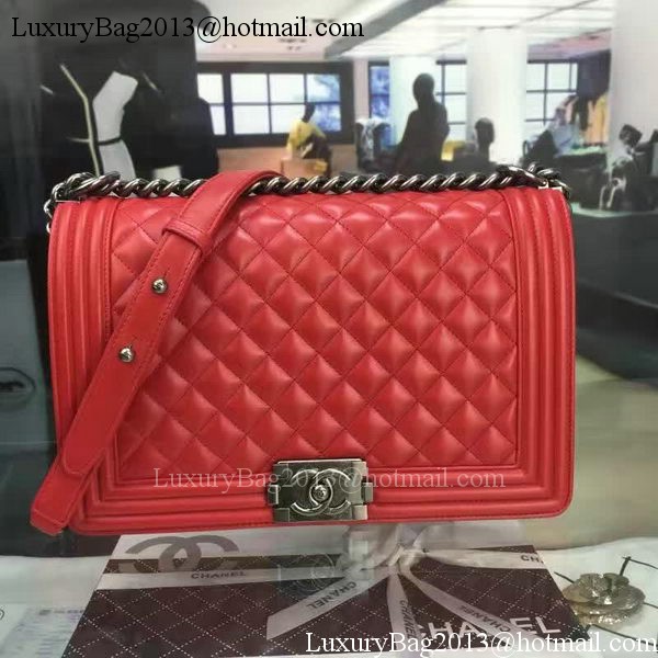 Boy Chanel Flap Bag Red Original Sheepskin Leather A67088 Silver Boy Chanel Flap Bag Red Original Sheepskin Leather A67088 Silver