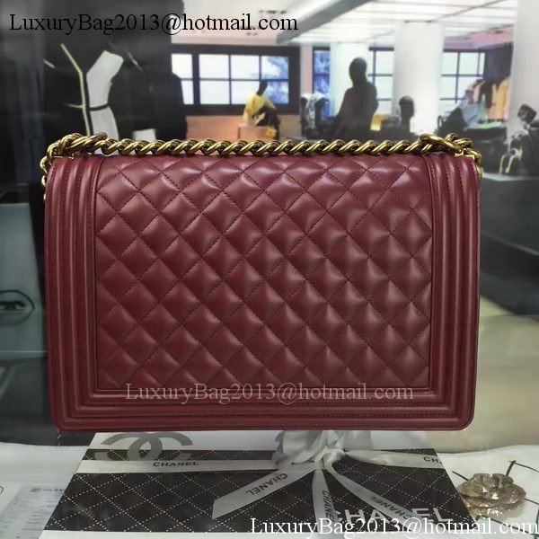 Boy Chanel Flap Bag Wine Original Sheepskin Leather A67088 Gold Boy Chanel Flap Bag Wine Original Sheepskin Leather A67088 Gold
