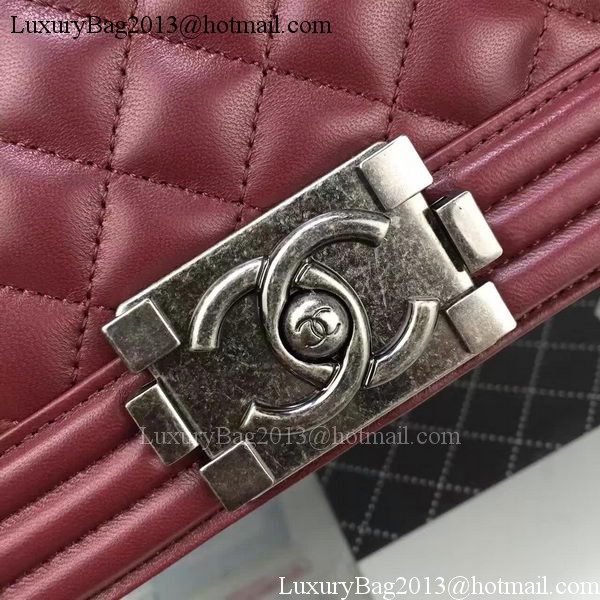 Boy Chanel Flap Bag Wine Original Sheepskin Leather A67088 Silver Boy Chanel Flap Bag Wine Original Sheepskin Leather A67088 Silver