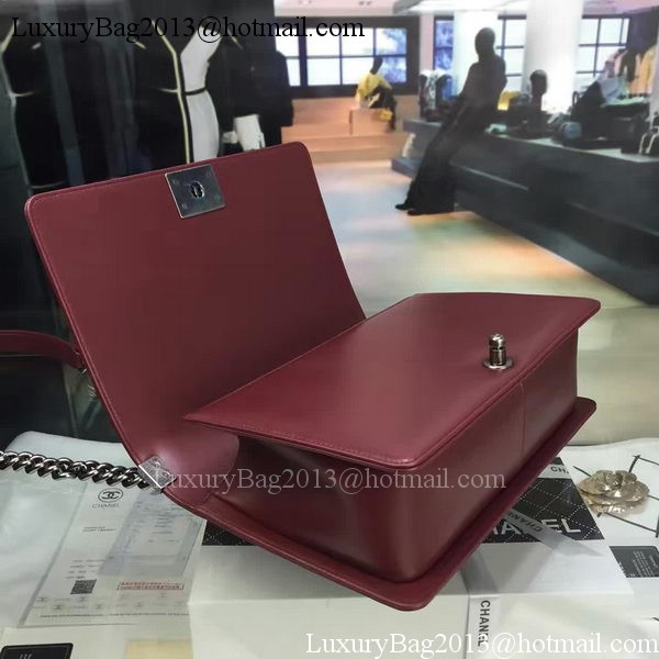 Boy Chanel Flap Bag Wine Original Sheepskin Leather A67088 Silver Boy Chanel Flap Bag Wine Original Sheepskin Leather A67088 Silver