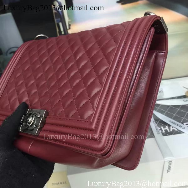 Boy Chanel Flap Bag Wine Original Sheepskin Leather A67088 Silver Boy Chanel Flap Bag Wine Original Sheepskin Leather A67088 Silver