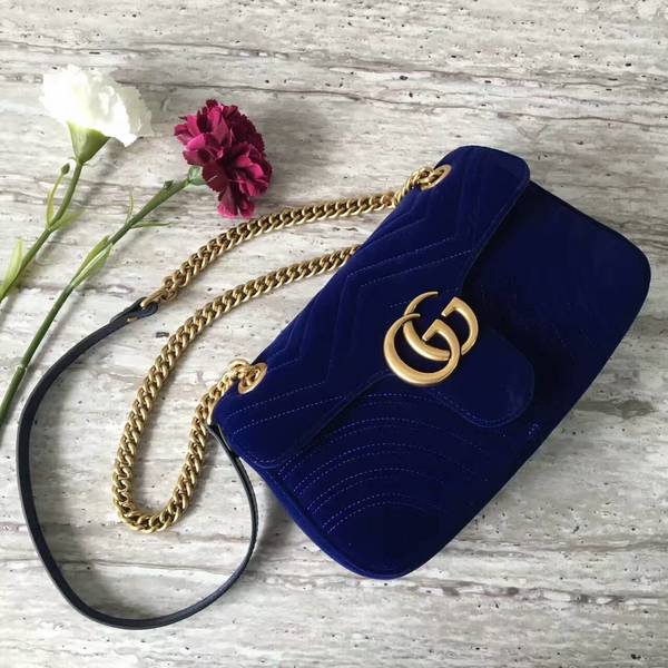 Gucci GG Marmont Suede Leather Medium Shoulder Bag 443497 Dark Blue Gucci GG Marmont Suede Leather Medium Shoulder Bag 443497 Dark Blue