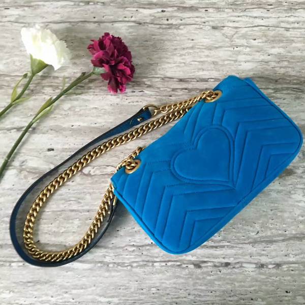 Gucci GG Marmont Suede Leather Mini Shoulder Bag 446744 Blue Gucci GG Marmont Suede Leather Mini Shoulder Bag 446744 Blue