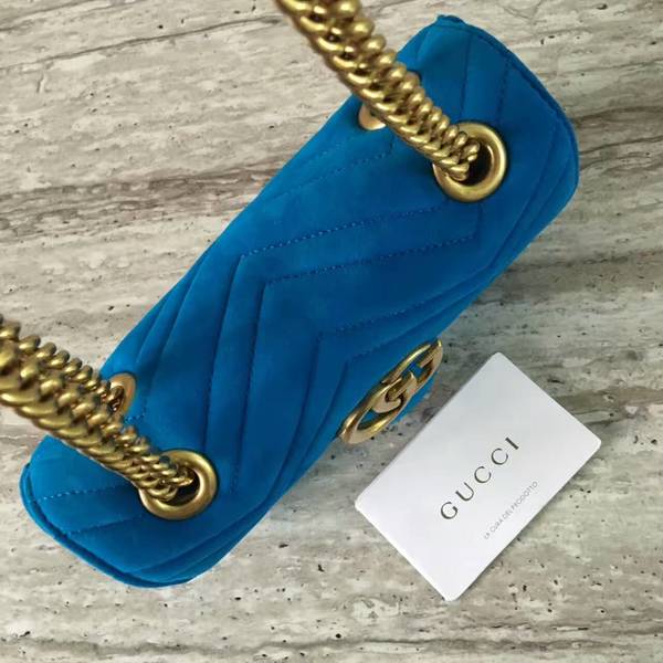 Gucci GG Marmont Suede Leather Mini Shoulder Bag 446744 Blue Gucci GG Marmont Suede Leather Mini Shoulder Bag 446744 Blue