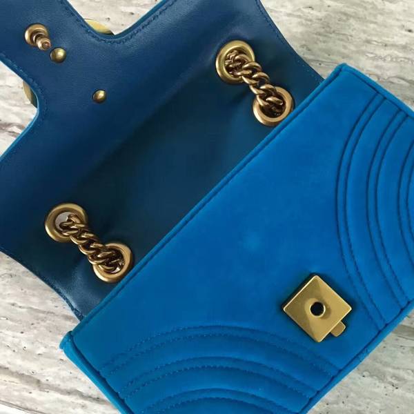 Gucci GG Marmont Suede Leather Mini Shoulder Bag 446744 Blue Gucci GG Marmont Suede Leather Mini Shoulder Bag 446744 Blue