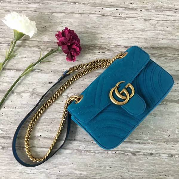Gucci GG Marmont Suede Leather Mini Shoulder Bag 446744 Blue Gucci GG Marmont Suede Leather Mini Shoulder Bag 446744 Blue