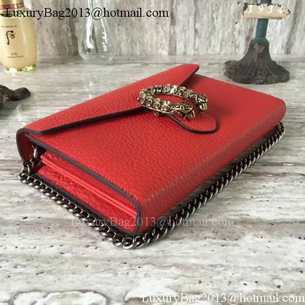 Gucci Dionysus Calfskin Leather Chain Wallet 404141 Red Gucci Dionysus Calfskin Leather Chain Wallet 404141 Red