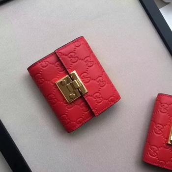 Gucci Signature Leather Padlock Wallet 453155 Red Gucci Signature Leather Padlock Wallet 453155 Red