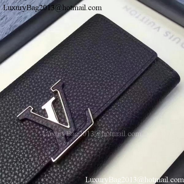Louis Vuitton Calfskin Leather CAPUCINES WALLET M61249 Black Louis Vuitton Calfskin Leather CAPUCINES WALLET M61249 Black