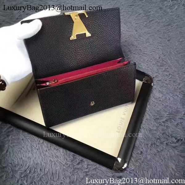 Louis Vuitton Calfskin Leather CAPUCINES WALLET M61249 Black Louis Vuitton Calfskin Leather CAPUCINES WALLET M61249 Black