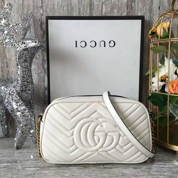 Gucci GG Marmont Matelasse Shoulder Bag 447632A White Gucci GG Marmont Matelasse Shoulder Bag 447632A White