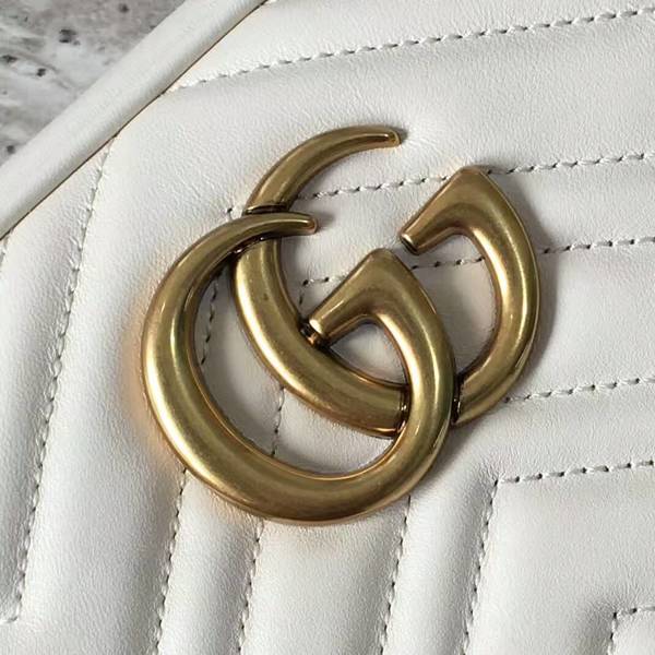 Gucci GG Marmont Matelasse Shoulder Bag 447632A White Gucci GG Marmont Matelasse Shoulder Bag 447632A White