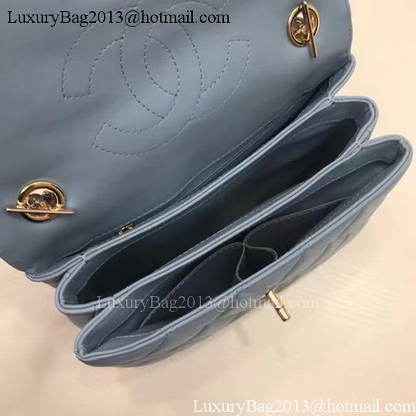 Chanel Classic Top Handle Bag Blue Sheepskin Leather A92991 Gold Chanel Classic Top Handle Bag Blue Sheepskin Leather A92991 Gold