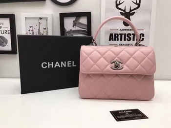 Chanel Classic Top Handle Bag Pink Sheepskin Leather A92991 Silver Chanel Classic Top Handle Bag Pink Sheepskin Leather A92991 Silver