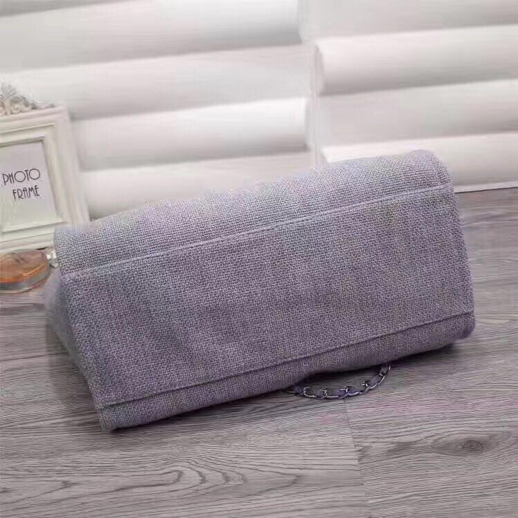 Chanel Canvas Leather Tote Shopping Bag Blue A1679 Chanel Canvas Leather Tote Shopping Bag Blue A1679