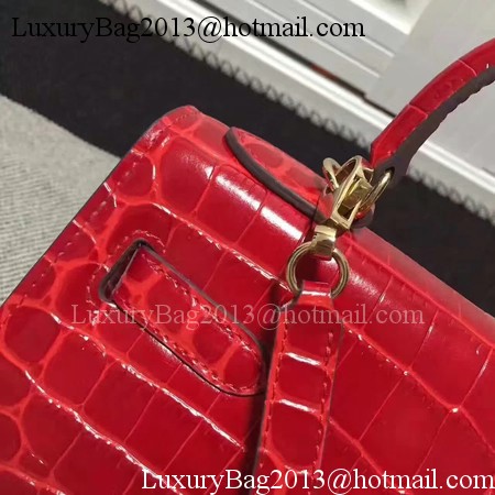 Hermes Kelly 28cm Shoulder Bag Croco Leather K28 Red Hermes Kelly 28cm Shoulder Bag Croco Leather K28 Red