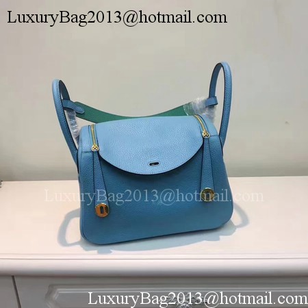 Hermes Lindy 30CM Original Leather Shoulder Bag LD30 Blue&Green Hermes Lindy 30CM Original Leather Shoulder Bag LD30 Blue&Green