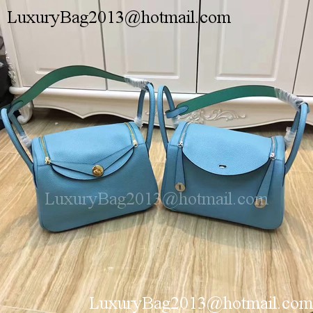 Hermes Lindy 30CM Original Leather Shoulder Bag LD30 Blue&Green Hermes Lindy 30CM Original Leather Shoulder Bag LD30 Blue&Green