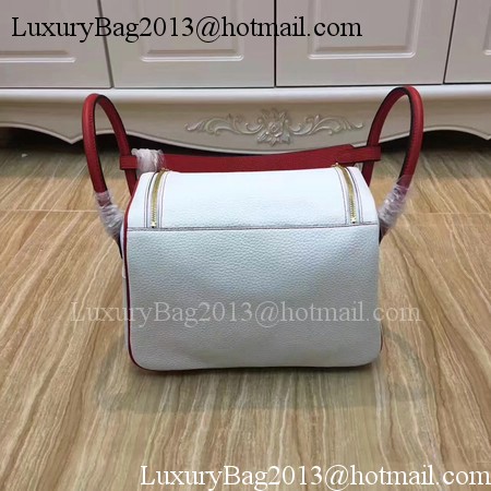 Hermes Lindy 30CM Original Leather Shoulder Bag LD30 White&Red Hermes Lindy 30CM Original Leather Shoulder Bag LD30 White&Red