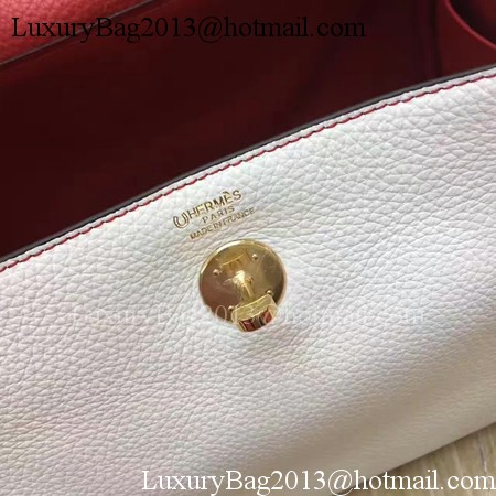 Hermes Lindy 30CM Original Leather Shoulder Bag LD30 White&Red Hermes Lindy 30CM Original Leather Shoulder Bag LD30 White&Red
