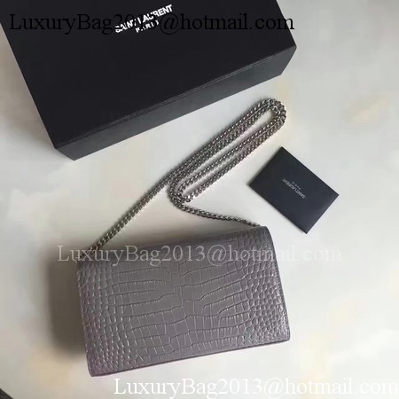 Saint Laurent mini Croco Leather Cross-body Shoulder Bag 360458 Grey Saint Laurent mini Croco Leather Cross-body Shoulder Bag 360458 Grey