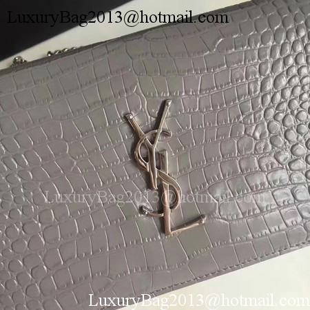 Saint Laurent mini Croco Leather Cross-body Shoulder Bag 360458 Grey Saint Laurent mini Croco Leather Cross-body Shoulder Bag 360458 Grey