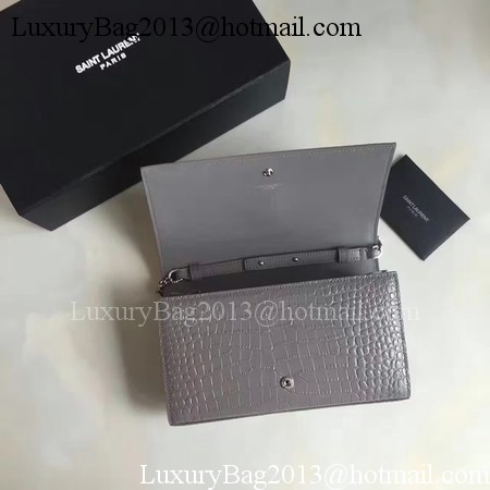 Saint Laurent mini Croco Leather Cross-body Shoulder Bag 360458 Grey Saint Laurent mini Croco Leather Cross-body Shoulder Bag 360458 Grey