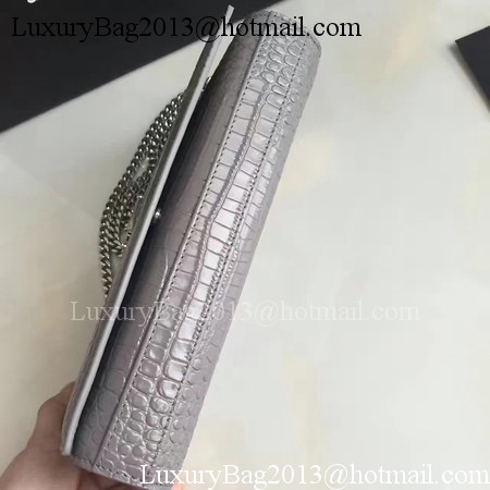 Saint Laurent mini Croco Leather Cross-body Shoulder Bag 360458 Grey Saint Laurent mini Croco Leather Cross-body Shoulder Bag 360458 Grey