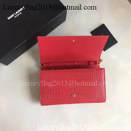Saint Laurent mini Croco Leather Cross-body Shoulder Bag 360458 Red Saint Laurent mini Croco Leather Cross-body Shoulder Bag 360458 Red