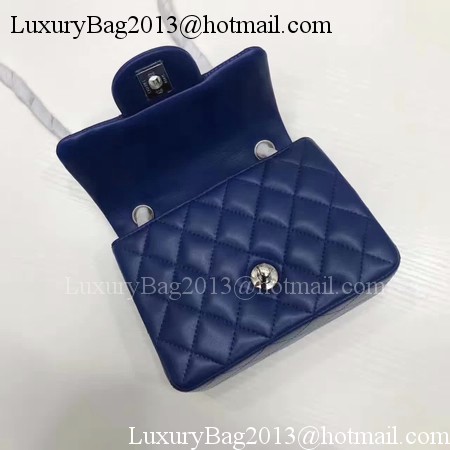 Chanel Classic MINI Flap Bag Original Sheepskin Leather A1115 Blue Chanel Classic MINI Flap Bag Original Sheepskin Leather A1115 Blue