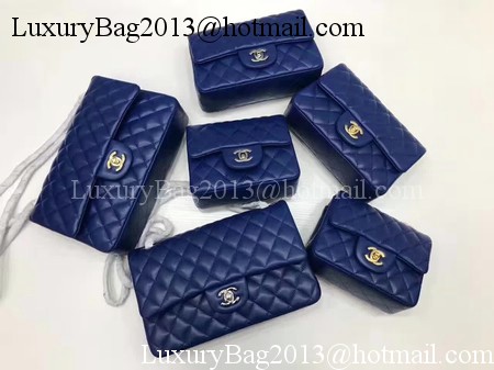 Chanel Classic MINI Flap Bag Original Sheepskin Leather A1115 Blue Chanel Classic MINI Flap Bag Original Sheepskin Leather A1115 Blue