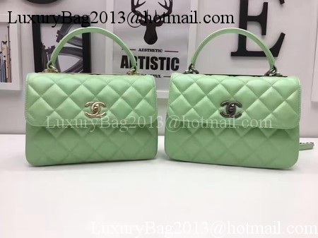 Chanel Classic Top Handle Bag Original Sheepskin Leather A92991 Green Chanel Classic Top Handle Bag Original Sheepskin Leather A92991 Green