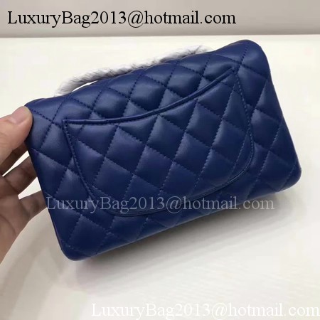 Chanel mini Classic Flap Bag Original Sheepskin Leather A1116 Blue Chanel mini Classic Flap Bag Original Sheepskin Leather A1116 Blue