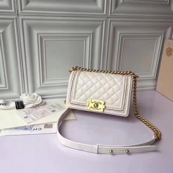 Boy Chanel Flap Shoulder Bag Sheepskin Leather A67085E White Boy Chanel Flap Shoulder Bag Sheepskin Leather A67085E White