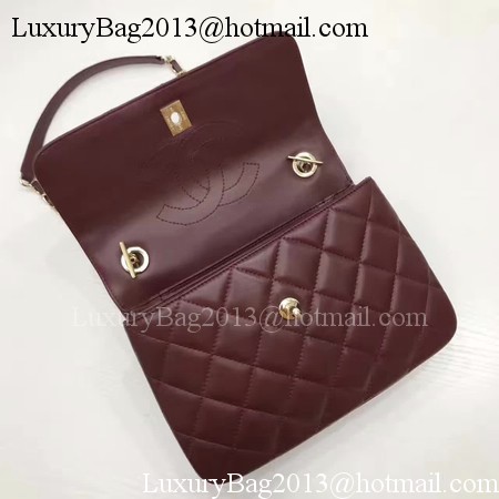 Chanel Classic Top Handle Bag Original Sheepskin Leather A92991 Wine Chanel Classic Top Handle Bag Original Sheepskin Leather A92991 Wine