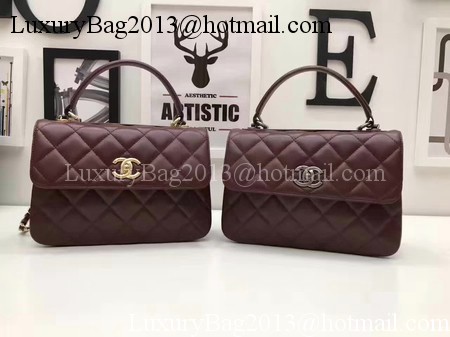Chanel Classic Top Handle Bag Original Sheepskin Leather A92991 Wine Chanel Classic Top Handle Bag Original Sheepskin Leather A92991 Wine