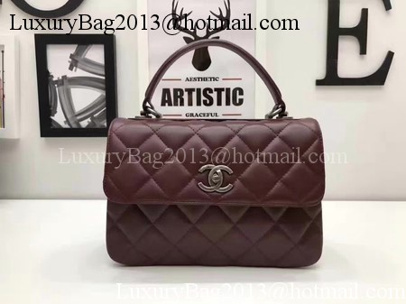 Chanel Classic Top Handle Bag Original Sheepskin Leather A92991 Wine Chanel Classic Top Handle Bag Original Sheepskin Leather A92991 Wine