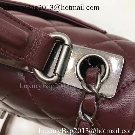 Chanel Classic Top Handle Bag Original Sheepskin Leather A92991 Wine Chanel Classic Top Handle Bag Original Sheepskin Leather A92991 Wine