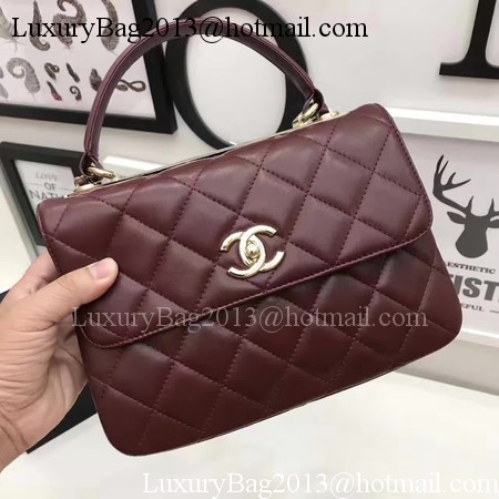 Chanel Classic Top Handle Bag Original Sheepskin Leather A92991 Wine Chanel Classic Top Handle Bag Original Sheepskin Leather A92991 Wine