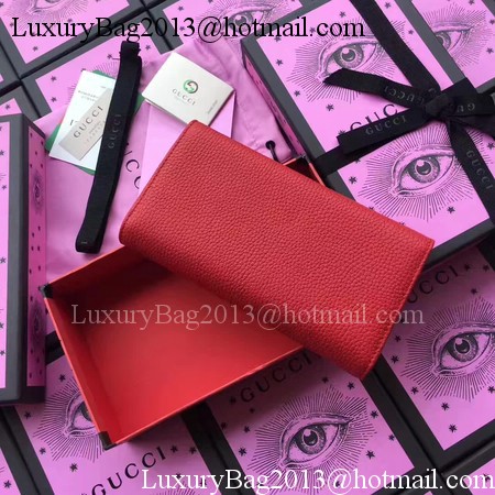 Gucci Leather Continental Wallet 456116 Red