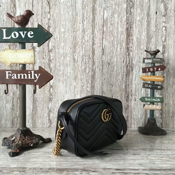 Gucci GG Marmont Matelasse Mini Shoulder Bag 448065A Black Gucci GG Marmont Matelasse Mini Shoulder Bag 448065A Black