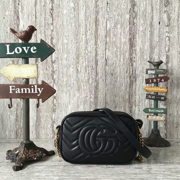 Gucci GG Marmont Matelasse Mini Shoulder Bag 448065A Black Gucci GG Marmont Matelasse Mini Shoulder Bag 448065A Black