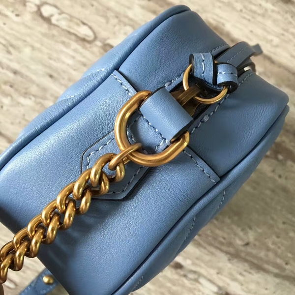 Gucci GG Marmont Matelasse Mini Shoulder Bag 448065A Blue Gucci GG Marmont Matelasse Mini Shoulder Bag 448065A Blue