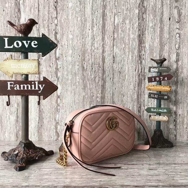 Gucci GG Marmont Matelasse Mini Shoulder Bag 448065A Pink Gucci GG Marmont Matelasse Mini Shoulder Bag 448065A Pink