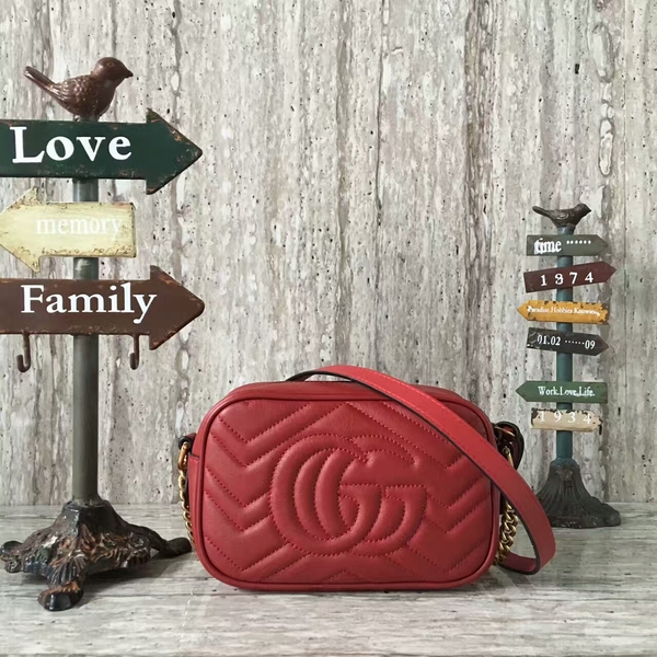 Gucci GG Marmont Matelasse Mini Shoulder Bag 448065A Red Gucci GG Marmont Matelasse Mini Shoulder Bag 448065A Red